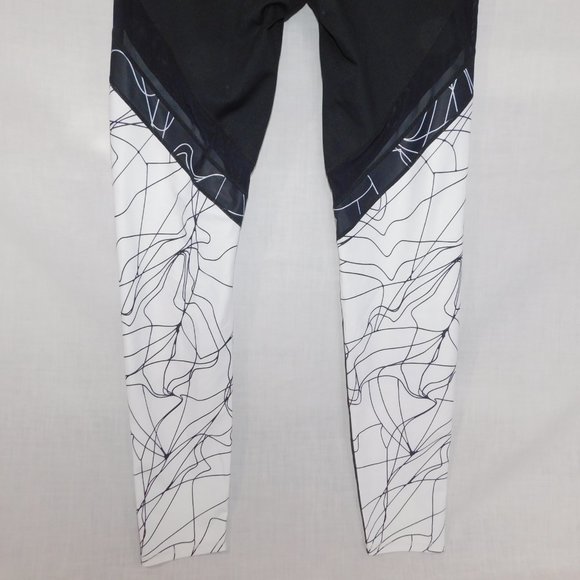 Fabletics Womens L Black White Brogan Mesh Full Length Leggings Workout Athletic - Picture 12 of 12